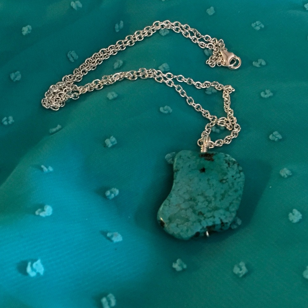 Turquoise and Sterling 18” Necklace - Picture 2 of 5